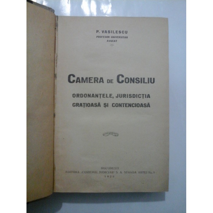 CAMERA DE CONSILIU  -  Petre Vasilescu - 1929